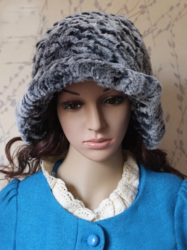 

Rabbit fur hat and Millinery ladies hat basin cap dome curling Fisherman Hat
