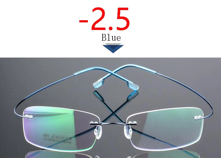Покрытие сверхэластичные бескаркасные очки для близорукости для мужчин и женщин без оправы Сверхлегкая оправа Очки для близорукости 100~ 400 градусов - Цвет оправы: Myopia 250