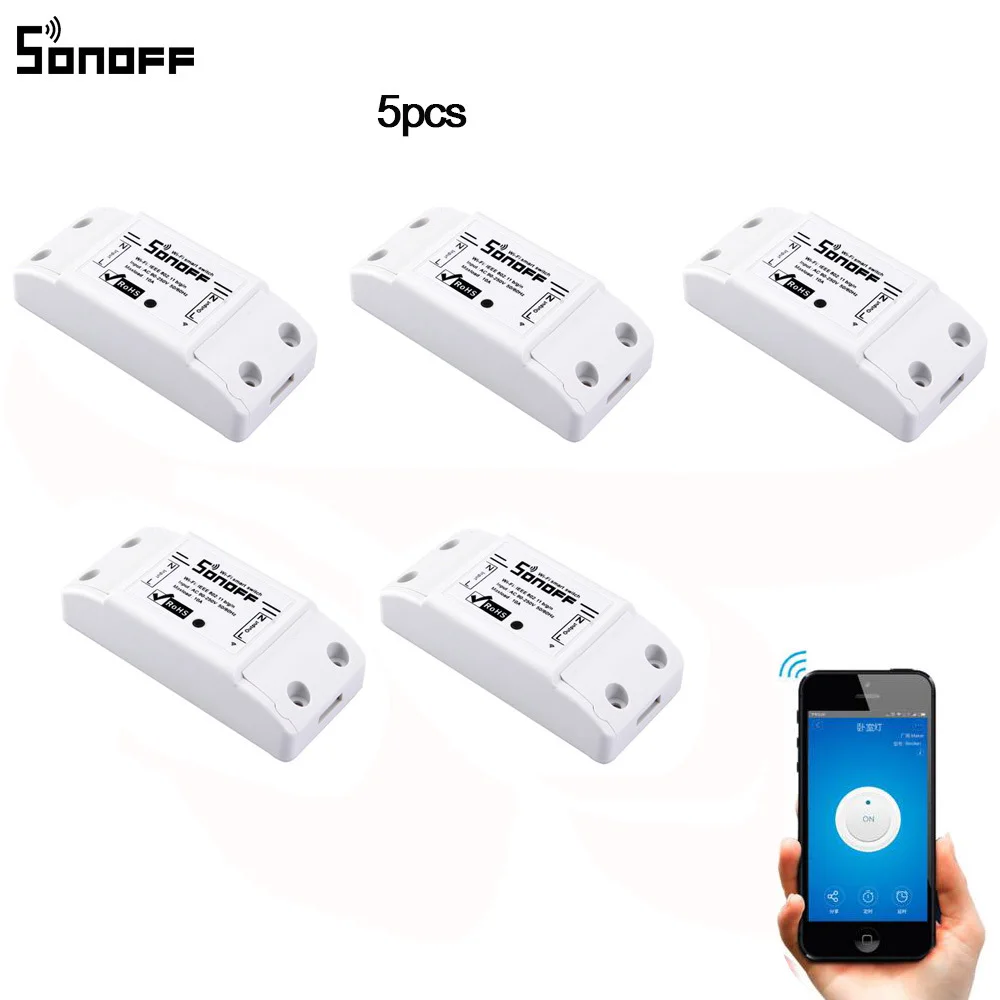 

5pcs Sonoff Wifi Switch Intelligent Universal Wireless DIY Switches MQTT COAP Android IOS Remote Control Switch For Smart Home