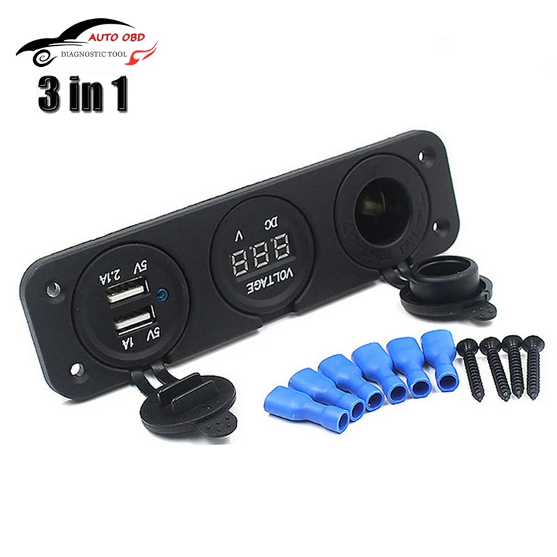 DC 12V-24V USB Socket Splitter 3 in 1 Car/Boat/Pho...