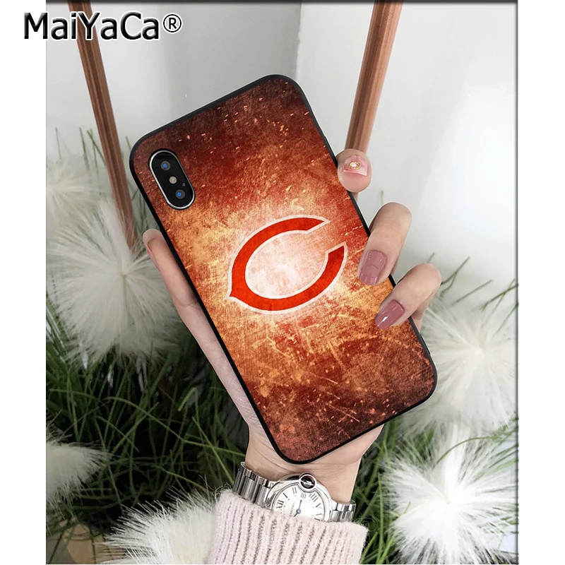 MaiYaCa Chicago Bears мягкий, силиконовый, из ТПУ черный чехол для телефона Apple iPhone 8 7 6 6S Plus X XS MAX 5 5S SE XR чехол