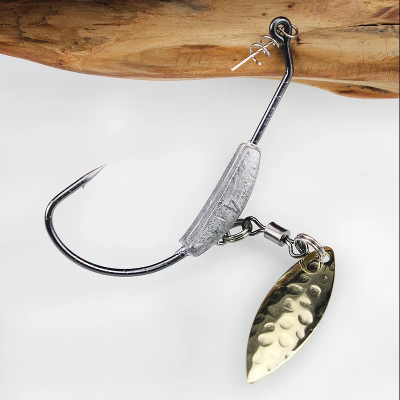 WALK FISH 3PCS/Lot Offset Fishing Hooks Lead Weighted Crank Hook with Spoon Soft Baits Hook Add Lead Weight Worm Hook