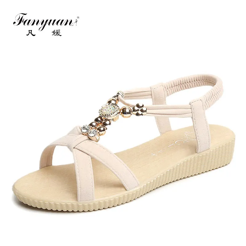 

Fanyuan Shoes Woman Sandals Rhinestones Chain Womens Flat Sandals Slip-On Gladiator Sandals Women Summer Shoes chaussure femme
