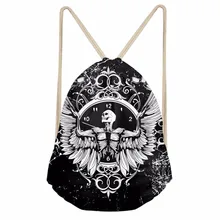 Noisydesigns simple black and white personality 3D Tropical Printed Backpack Women Girls New Drawstring Bag Casual