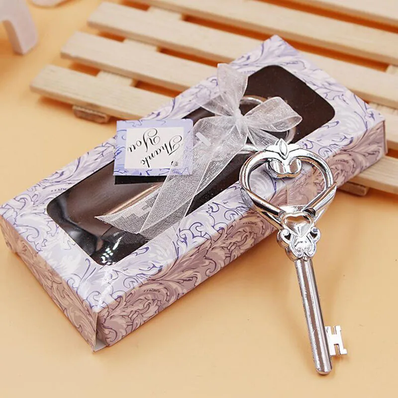 

10pcs/lot Souvenir Wedding Gifts Personalized Beer Opener The Key to Heart Party Favors Alloy Presents For Wedding Guest