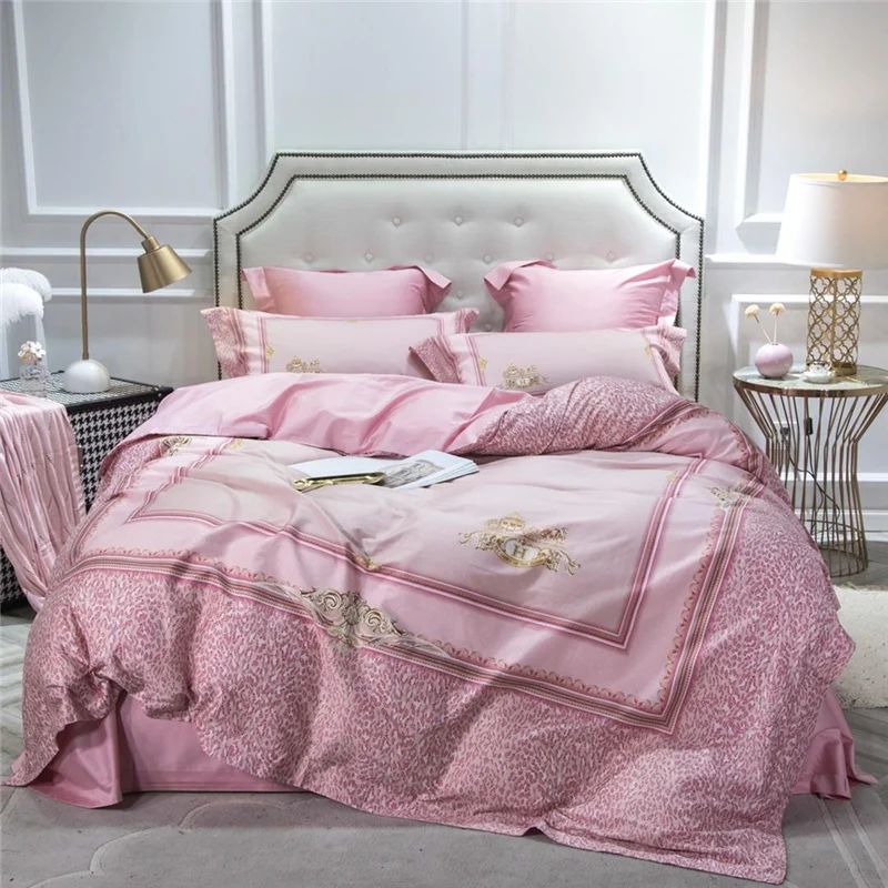 4 PCS 400TC 100/% COTTON BEDING SET DUVET COVER WITH FITTED SHEET PILLOW CASES