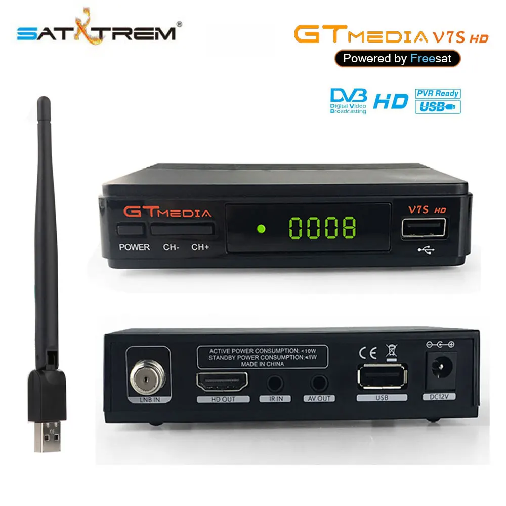 

Freesat/GTmedia V7S HD Receptor Satellite FTA DVB-S2 1080p Full HD 3G Dolby AC-3 Satellite Receiver With MT7601 USB WIFI Antenna
