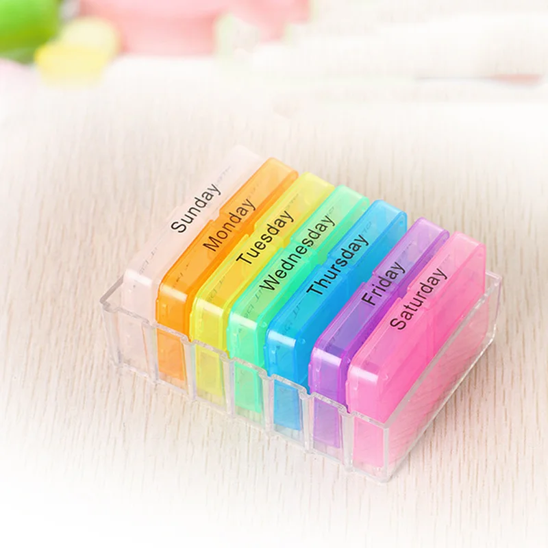 

Weekly 7 Days Tablet Pill Drug Plastic Box Holder Cosmetic Medicine Storage Organizer Container Case Dispenser Health Care
