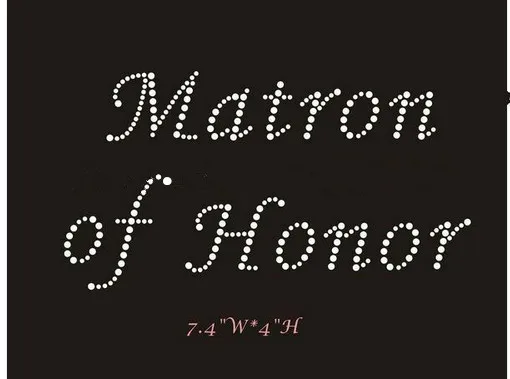 

2pc/lot Matron of Honor patches rhinestone transfers Wedding Dress Rhinestone Appliques hot rhinestones motif