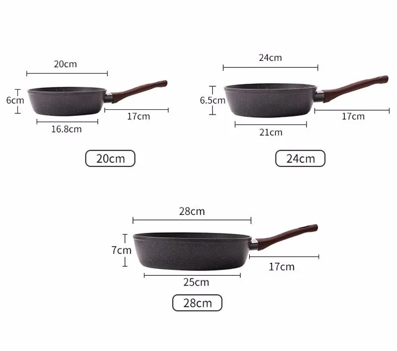 20-28 см антипригарная сковорода с покрытием Кастрюля утолщение медицинский камень сковорода Блинная сковорода для стейка газовая, индукционная плита