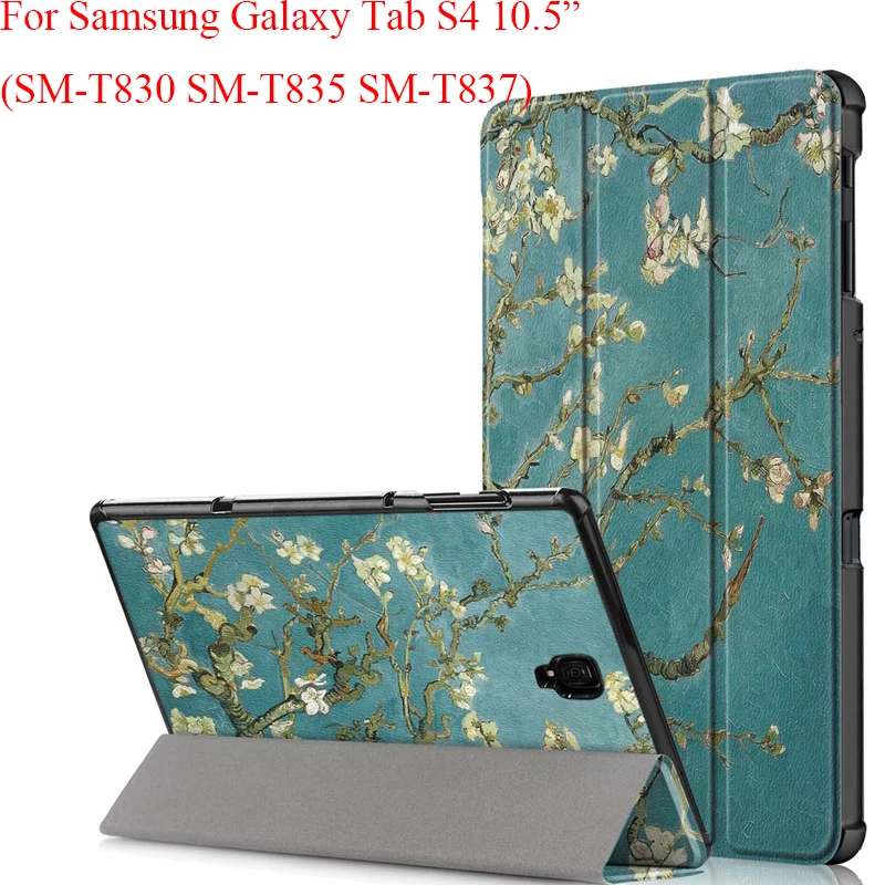 

Nice Print Flower Eyes Tower Pattern Case For Samsung Galaxy Tab S4 10.5 T830/T835/T837 10.5" Smart Cover Auto Sleep-Wake Shell