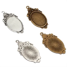 10 pçs/lote Pingente Base de Dados Em Branco Cabochão Base de dados de Configuração Pingente Oval Moldura para 18x25mm Vidro Cabochão Cameo DIY Tomada de colar