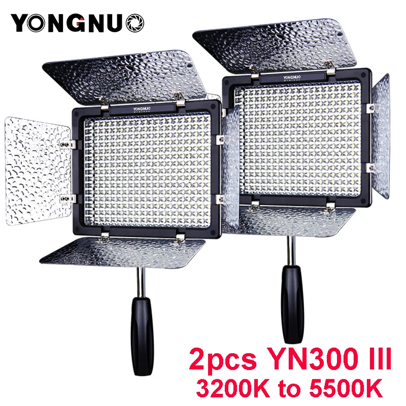 

2PCS YONGNUO YN300 III YN300III YN-300 III CRI95 3200K-5500K LED Video Light with Barndoor photographic led panel lamp for DSLR
