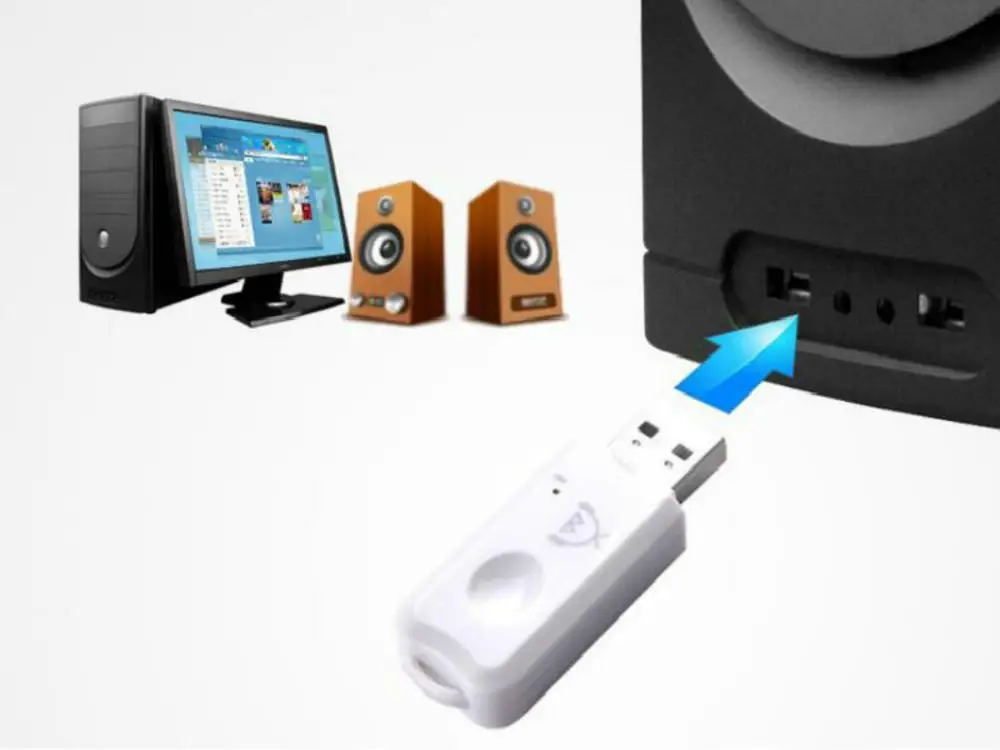 Белый портативный автомобильный комплект беспроводной Bluetooth 2,0 адаптер стерео аудиоприемник мини 10 Мбит/с USB Bluetooth адаптер