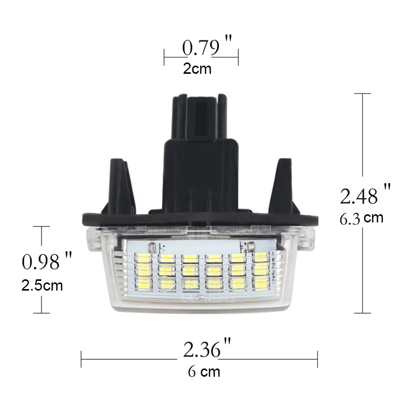Комплект из 2 предметов, 18 светодиодный автомобиль Подсветка регистрационного номера лампа 12V 6000k белый Canbus автомобилей Внешнее освещение светодиодный номерной знак лампа для Toyota Camry Yaris