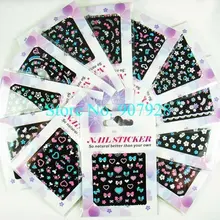 12 Дизайнов x 10 Упаковка 2D дизайн ногтей нашивки с картинками стикер