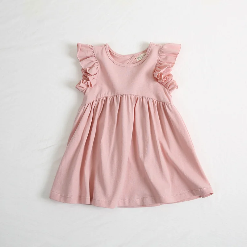 Baby Girls Dresses KIDS Newest Summer Dress  Fly Sleeve Hollow out Dress With Cotton Children Summer Back Hollow Out Dress 1-6Y (3)