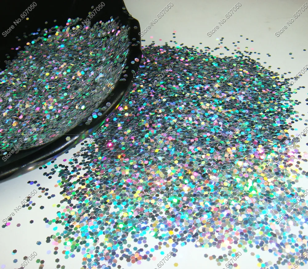 

1.5MM(1/16")060inch-Laser Holographic Silver Shining Hexagon Glitter Paillette Spangle Shape for Nail Art &Glitter Crafts