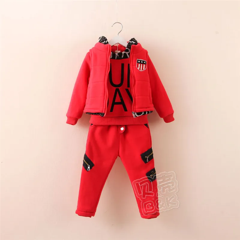 

2015 winter new styles Korean version boys letters styles hooded sweatshirts fleece fashion casual three-piece sets