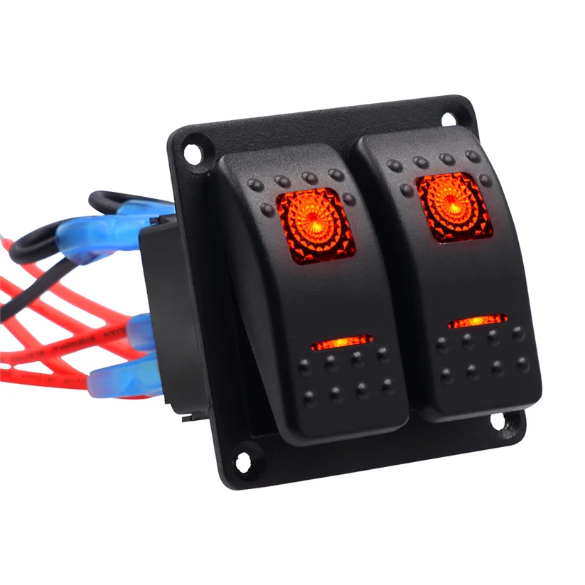 

Car-styling wupp 2 Gang Waterproof Car Auto Boat Marine LED Rocker Switch Panel Circuit Breakers L0524