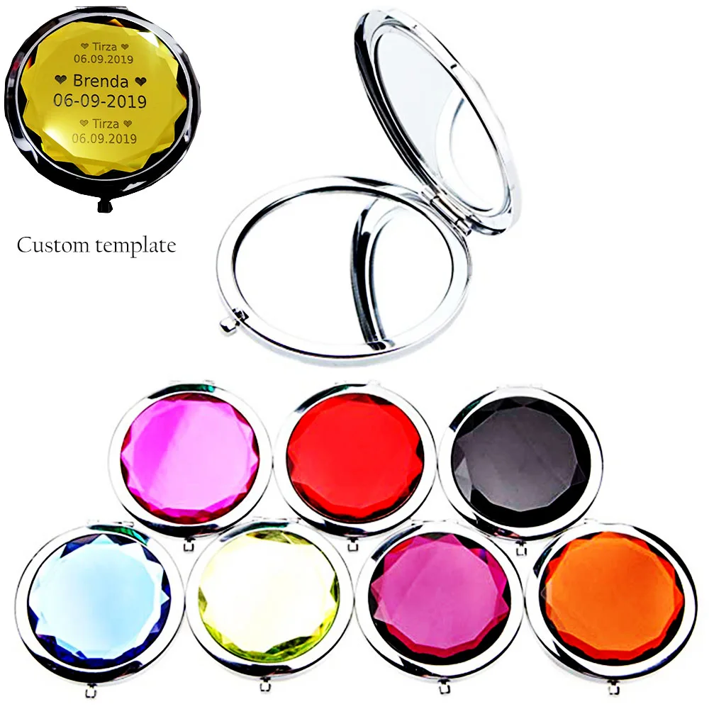 

Luxury Crystal Makeup Mirror Personalized Gift Folding Mirror Mini Compact Makeup Cosmetic Two-side Folding Mirrors Custom gifts