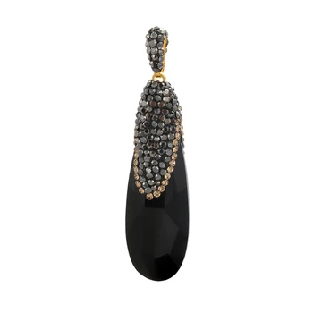 

ZHUKOU 13x52mm Fashion Black High-end Pendant for Women's Handmade Necklace Earrings Jewelry Accessories Making Model: VD507