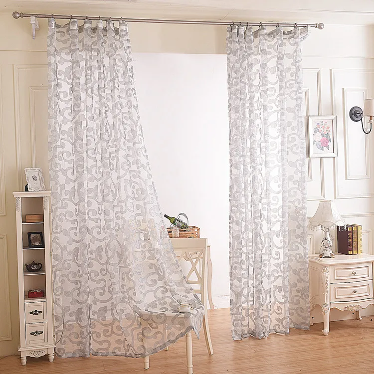Moderne Style Floral Design Fenêtre Tube Sheer Rideau Salon