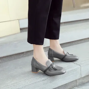 

Big Size 11 12 13 14 15 ladies high heels women shoes woman pumps Shallow square-toed square-heeled overshoes with thick heels