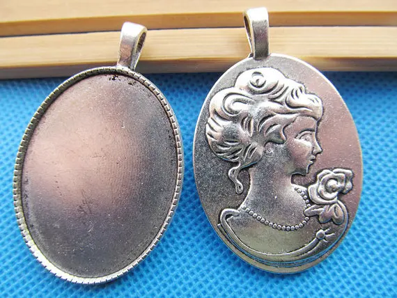 

5pcs 2 Colors Beauty Head Base Setting Tray Bezel Pendant Charm/Finding,Fit 30mmx40mm Cabochon/Picture/Cameo