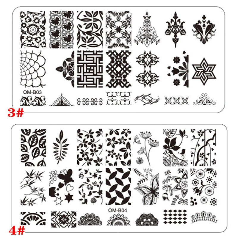 1 шт. прямоугольник Нержавеющая сталь Дизайн ногтей штамповка Плиты шаблона цветочный Кружево сетки ногтей изображения Stamp плиты DIY Инструменты для маникюра