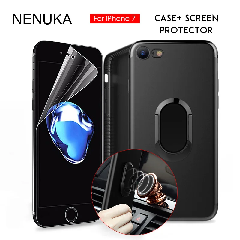 

NENUKA for iPhone 8 8 Plus Protective Back Cover for iPhone 7 7Plus With Magnet Car Holder Phone Stand Case withScreen Protector