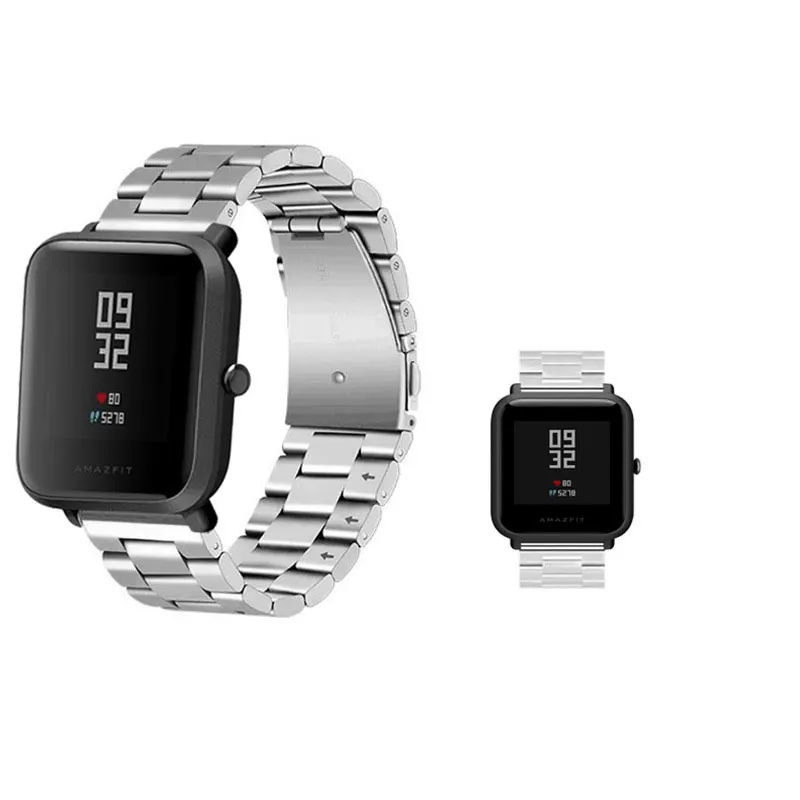 Замена JANSIN металлический ремешок для Xiaomi Huami Amazfit Bip BIT PACE Lite Молодежные Смарт-часы пригоден для ношения на запястье браслет ремешок для часов - Цвет ремешка: silver