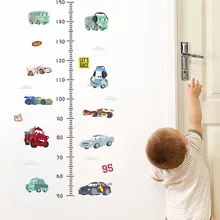 Cartoon samochód ścianę naklejki dla dzieci pokój pomiar wysokości chłopiec dekoracja sypialni miarka wzrostu dekoracyjne naklejki ścienne pokój chłopca Deco tanie tanio Jednoczęściowy pakiet 3d naklejki Do płytek Meble Naklejki Naklejki okienne Na ścianie WALL Ruchu