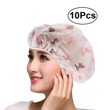 

LUOEM 10pcs Women Waterproof Shower Bath Cap Hat with Bear Bowknot Balloon Cherry Design for Adult