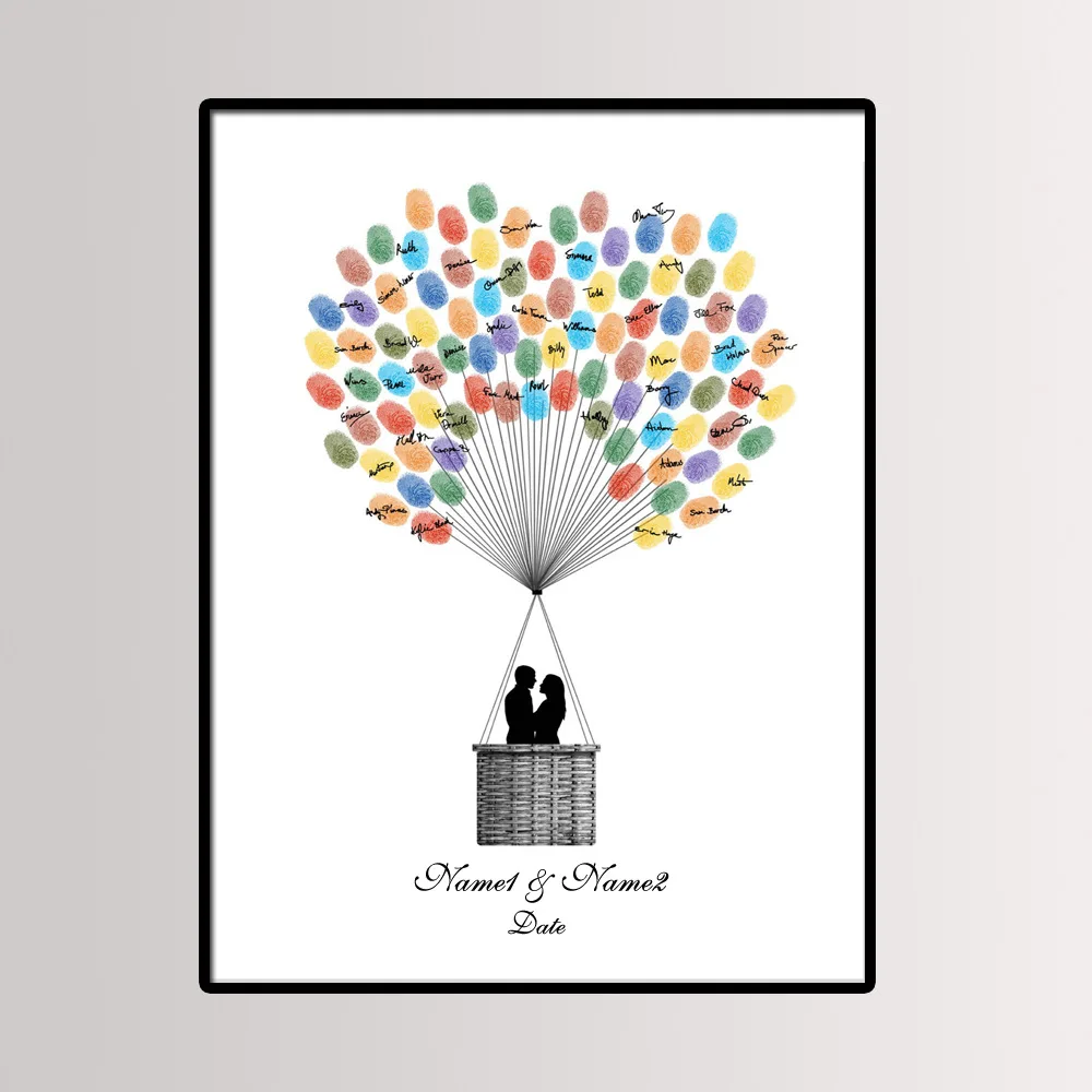 

Party Favor 40*60cm Multi Size Wedding Fingerprint Tree Painting Signature Guest Book Couple's Kiss Canvas Painting With Ink Pad