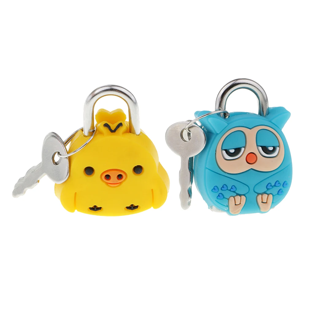 1 Set Silicone Metal Cute Animal Mini Cartoon Lock Novelty Padlock for Suitcase Luggage Safety for Drawers Closets DIY Craft 