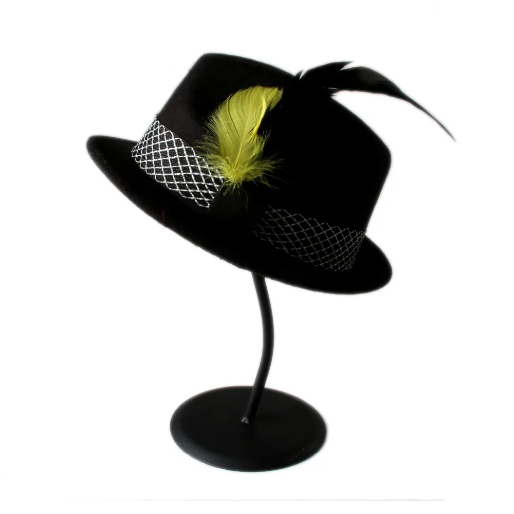 VTG Мужская и женская черная шерстяная шляпа Fedora мягкая мужская фетровая шляпа от солнца BNWT/Новинка бандстер Панама шляпа с пером