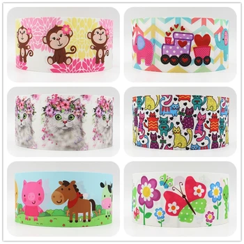 

Q&N ribbon 16mm 22mm 25mm 38mm 50mm 75mm animal printed grosgrain ribbon webbing 50yards/roll for hair tie free shipping