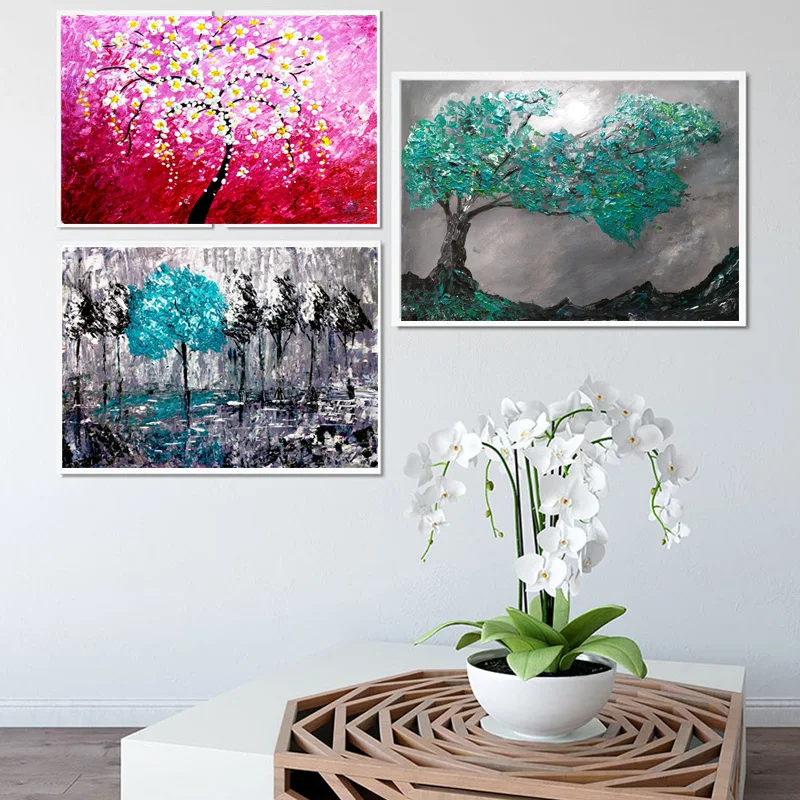 PICTURES ABSTRACT CANVAS WALL ART PRINTS COLOURFUL FOREST FLOWER DECORATION