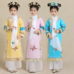 Для девочек в традиционном китайском стиле PrincessDramaturgic костюм дети древней династии Цин Cheongsam дети костюм hanfu костюм косплей