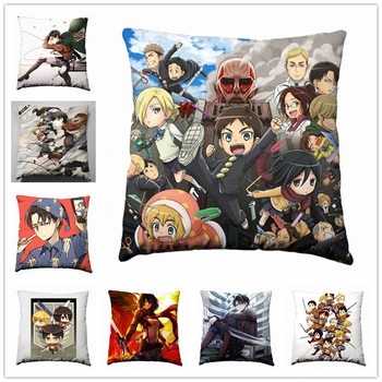 

Anime Manga Shingeki no Kyojin Attack on Titan Silk Pillowcase 40x40cm Pillow Case Cover Seat Bedding Cushion