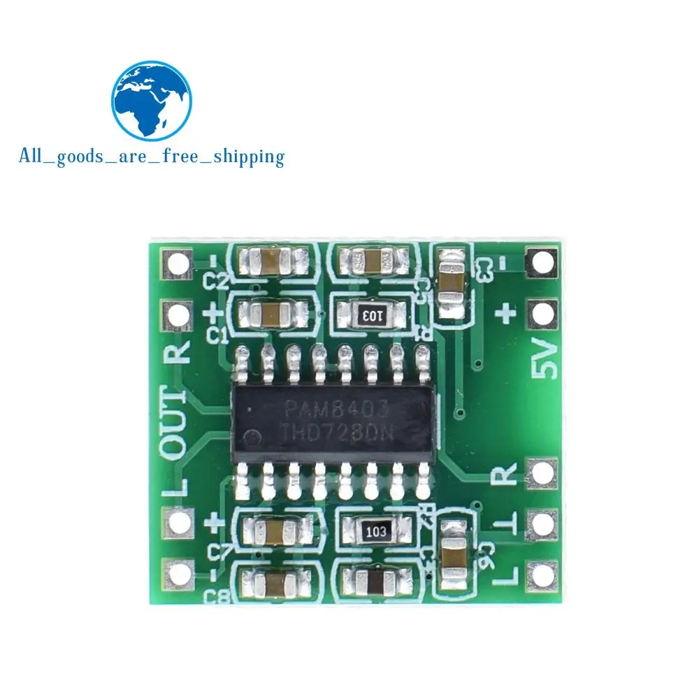 

TZT 5PCS PAM8403 Mini Digital Amplifier Board 2 * 3W Class D Digital 2.5V To 5V Power Amplifier Board