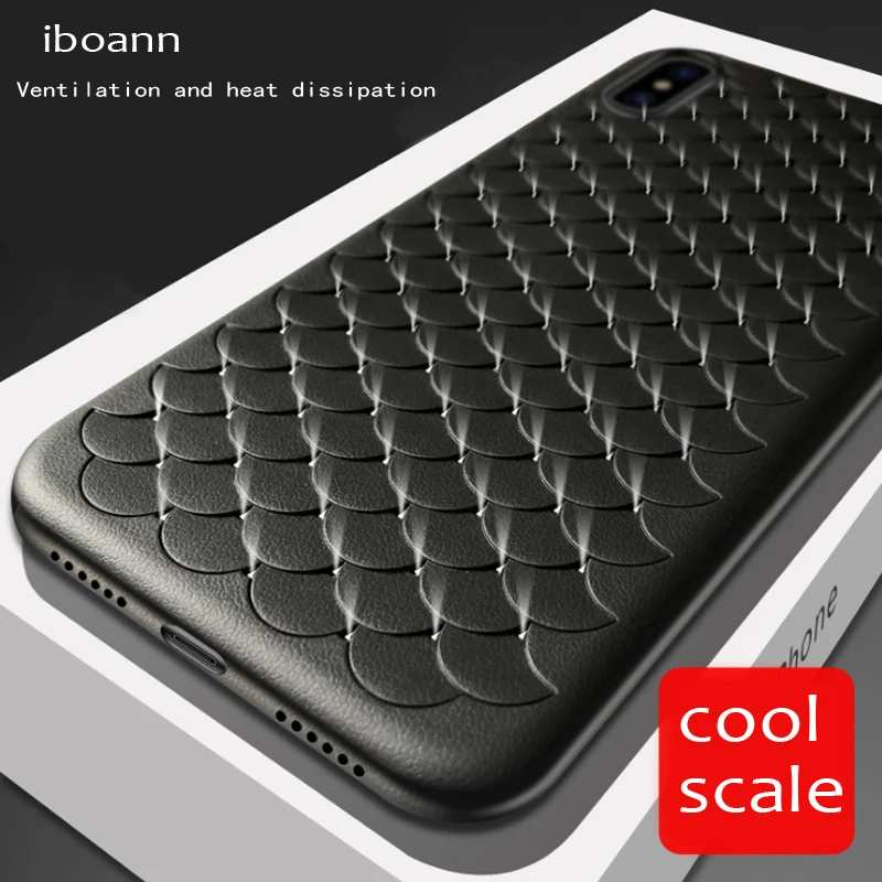iboann Louver matte Ultra Thin Leather texture soft gel tpu scale cases for iphone 6 6s 6plus 7 8 plus X phone case |