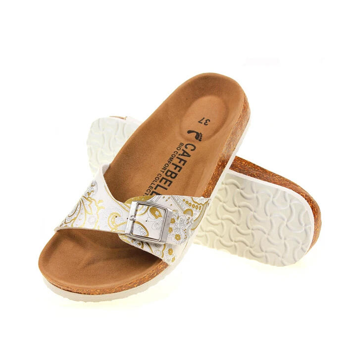 Women Sandals flower printing cork buckle flip flops mixed color glitter slippers beach sandals bis size 42 43 y450