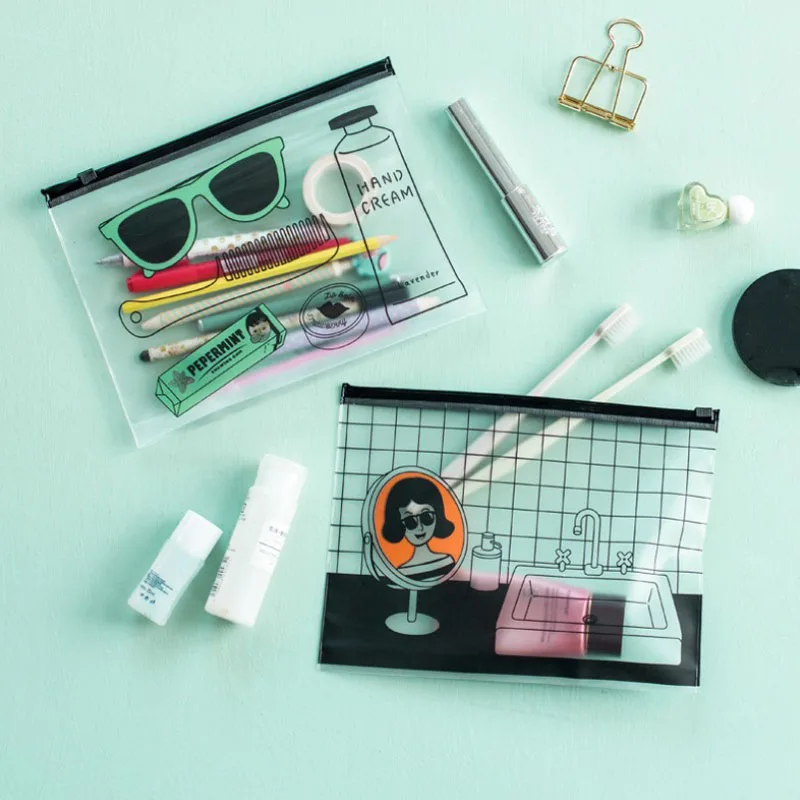 

1Pcs Cool PVC Zipper Bag Holder Traveler's Notebook Diary Accessory Tickets Cards Storage Standard Pocket Passport file holder