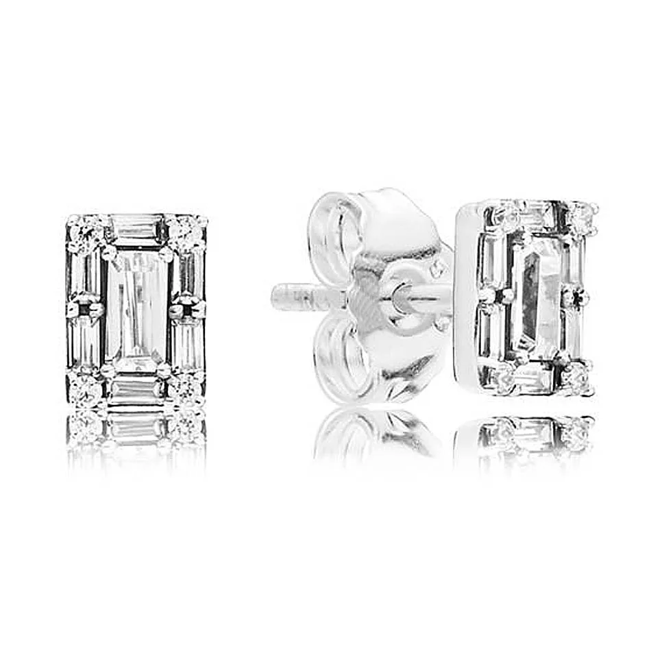 

New 925 Sterling Silver Earring Women Luminous Ice With Crystal Stud Earrings For Women Wedding Gift Pandora Jewelry