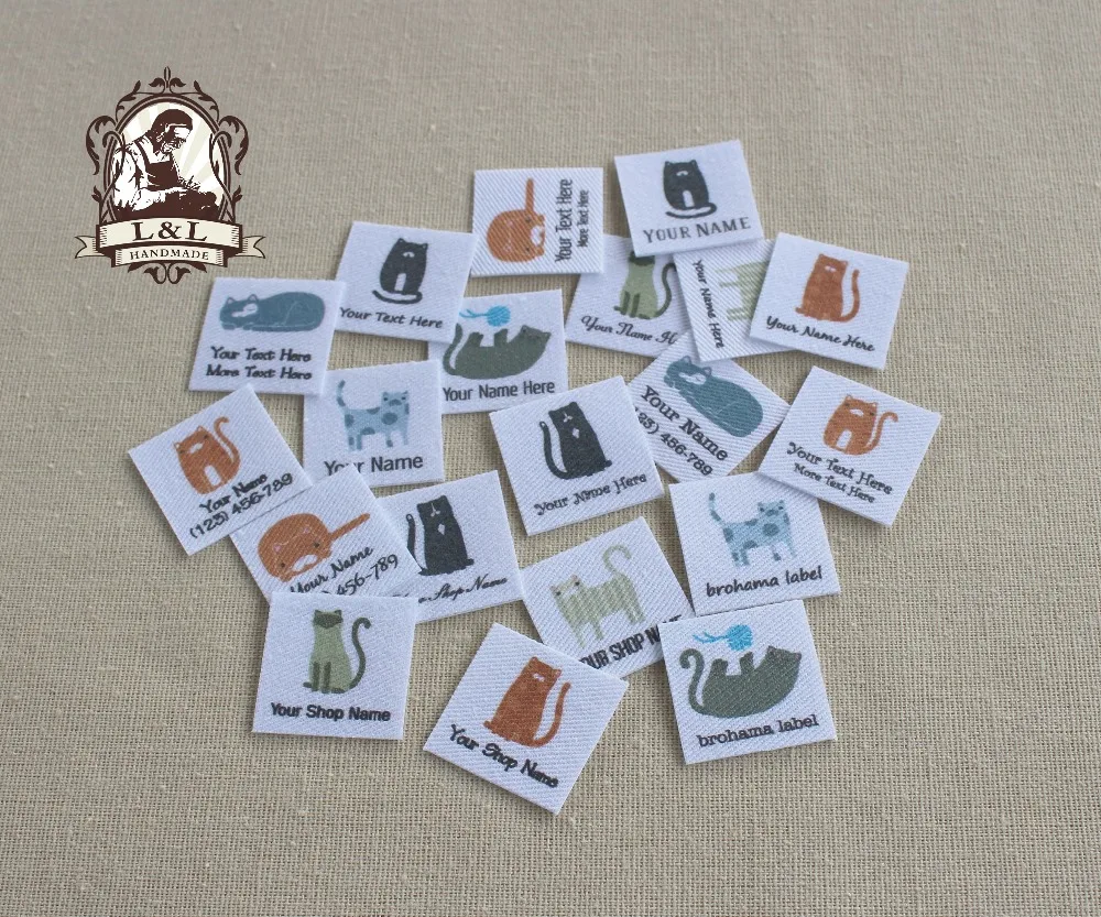 

96 Kitty Labels, personalized name tags with cats - kids or baby labels