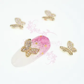 

10pcs/lot Nail Art Charms Butterfly Micro Pave Clear Zircon Rhinestones 3D Manicure Jewelry Crafts DIY Decorations Accessories