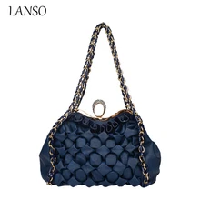 Lanso Marke Luxus Kristall Diamont Gitter Abendtasche Party Clutch Hochzeit Geldbörse Hochwertigem PU Leder Handtasche Mit Kette