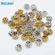 LOST WAY 200 шт./лот металлических бусин крышки 8 мм Тибетский посеребренный цветок бусины цинковый сплав концевые крышки кулоны смешанного цвета